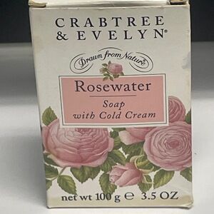 Crabtree & Evelyn Rosewater Soap Cold Cream De Rose 3.5oz England Vintage 1995‎